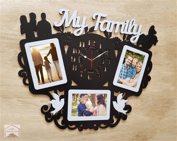 Tablou foto cu ceas Family