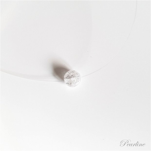 Choker transparent, Piatra Semipretioasa, transparent, Cristal de gheata, 8mm