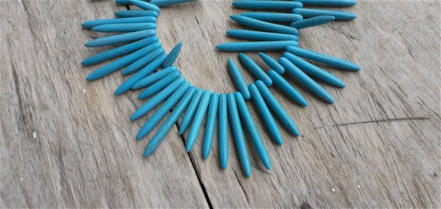Sirag turquoise de sinteza, 38 cm (83 buc)