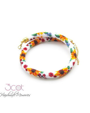 Colier handmade, crosetat cu margele de nisip - Floarea Soarelui