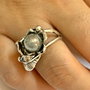 INEL REGLABIL SILVER FLOWER-zamac argintat,cabochon murano