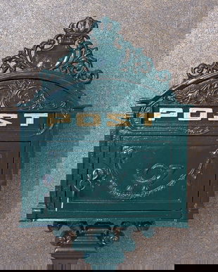 Cutie postala verde de podea din metal