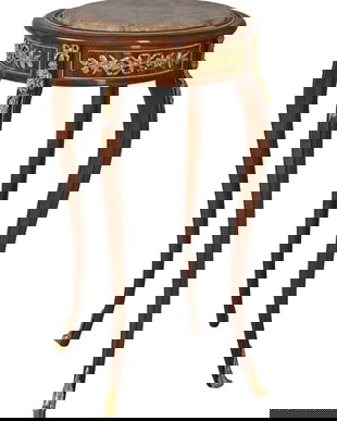 Masa cafea din lemn mahon furniruit cu decoratiuni din alama masiva