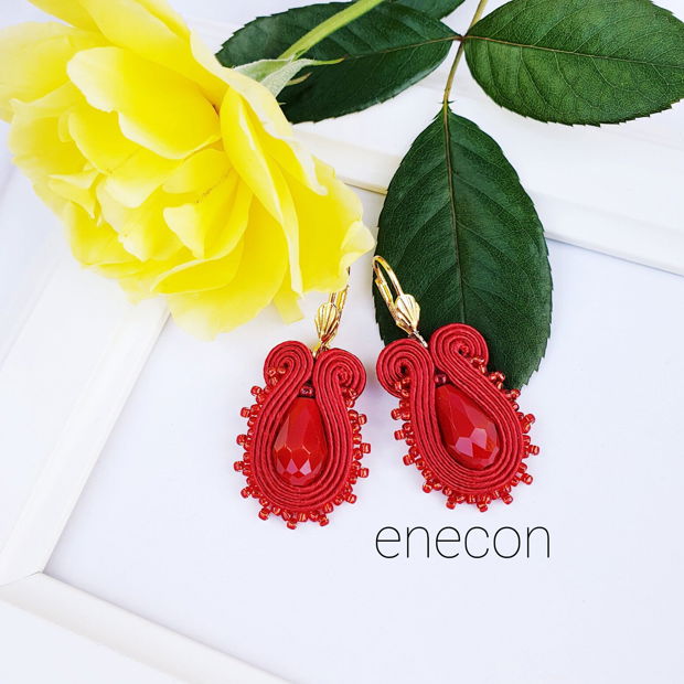 Cercei rosii soutache