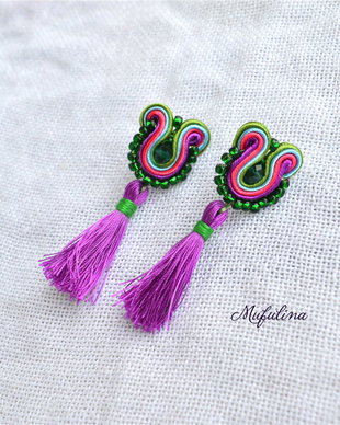 Cercei soutache cu ciucuri