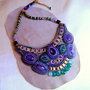 Colier statement de exceptie,  Bronzy green onix and amethyst , antichitati recreate