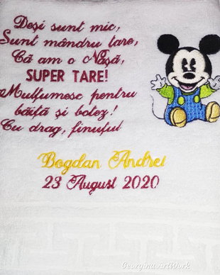 Set 2 prosoape personalizate , cadou nași sau moși botez/mot