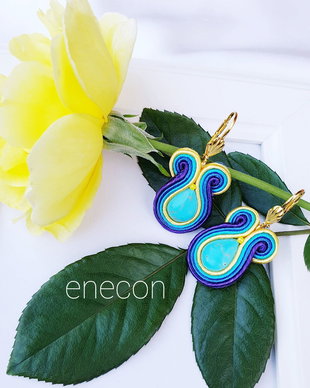 Cercei turcoaz soutache