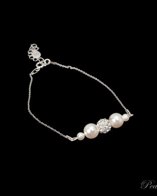 Bratara argint perle si margea shamballa