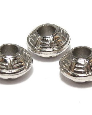 Margele din acril, metalizate, argintii, 10x6 mm