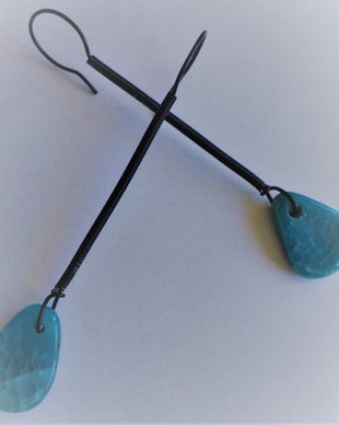 Cercei din sarma cu piatra de agat albastru - Blue with style