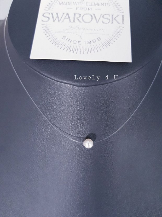 OFERTA 1+1GRATUIT - Colier transparent cu perla ivory Swarovski