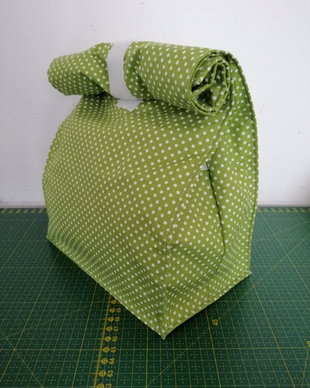 Lunchbag lavabil - gentuță pt prânz - VERDE BULINE