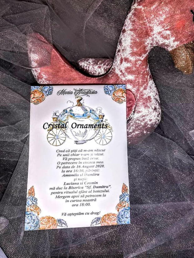 Invitatie botez caleasca printesa