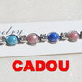 CADOU ... Bratara 2 argintie cu cabochoane acrilice si cristale - lungime totala aprox 18.5 cm