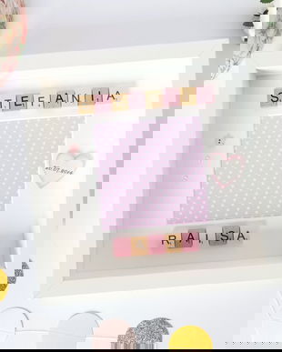 Ramă foto aniversare | Zi onomastică | Ramă decorativă cu nume din litere decorative | Cadou ziua copilului