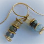Cercei hoop earrings din sarma ,margele semipretioase si distantiere metalice aurite