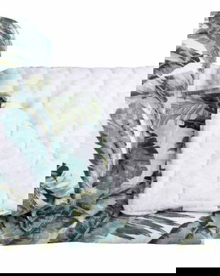 Pled verde cu alb  din bumbac cu model deosebit