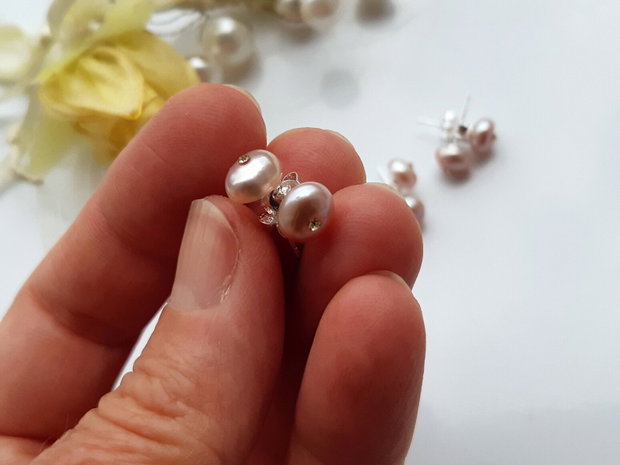 Cercei perle freshwater&rhinestone