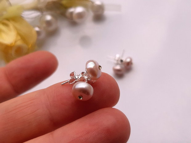 Cercei perle freshwater&rhinestone