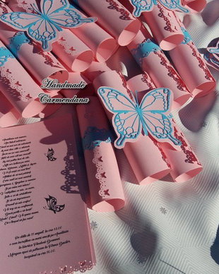 Invitatie papirus cu  fluture