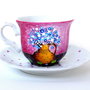 Ceasca cu Farfurie - Nature & Colors Collection/Portelan pictat/Familie/Cadou Aniversare/Boho Chic/Creatie Unicat
