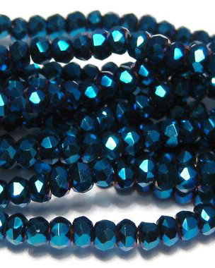 Cristale din sticla, rondelle, 4x3 mm, MarineBlue