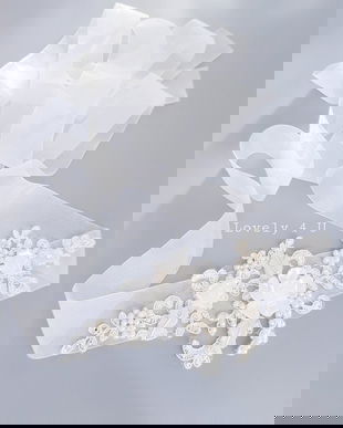 ELISA - Esarfa cu dantela ivory decorată cu perle -pentru tradiția dezgatitul miresei