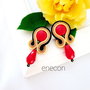 Cercei pe lob soutache, rosu-auriu-negru
