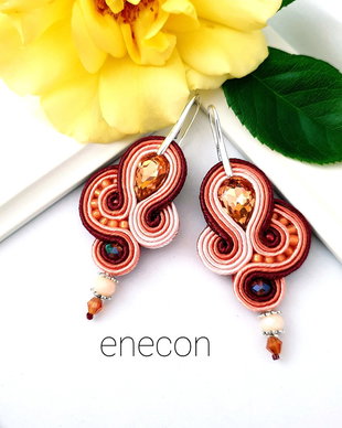 Cercei soutache cu cristale și tortite din argint