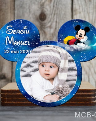 Magneti marturii botez cu poza Mickey Mouse pentru baieti