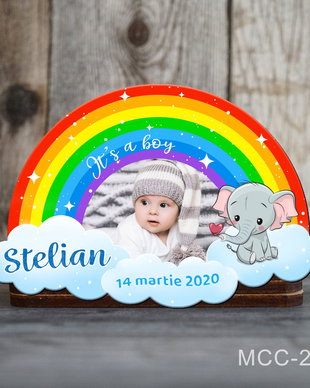 Magneti marturii botez decupati curcubeu pentru baieti