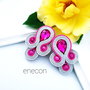 Cercei pe lob fucsia, cercei soutache