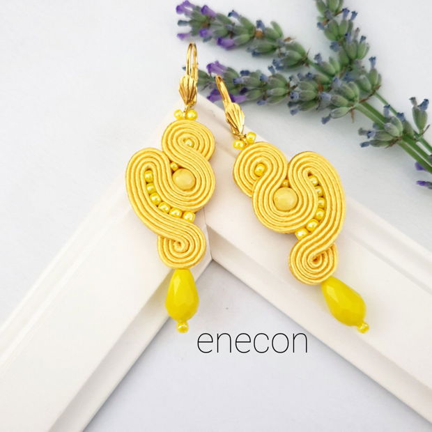 Cercei galbeni soutache