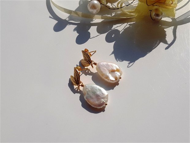 Cercei perle white freshwater