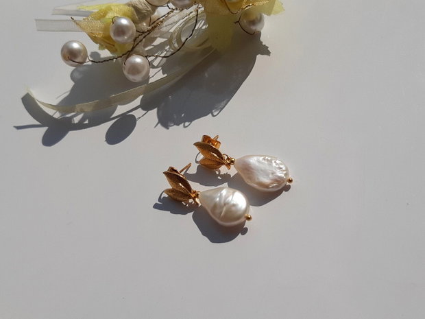 Cercei perle white freshwater