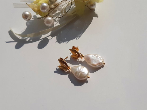 Cercei perle white freshwater
