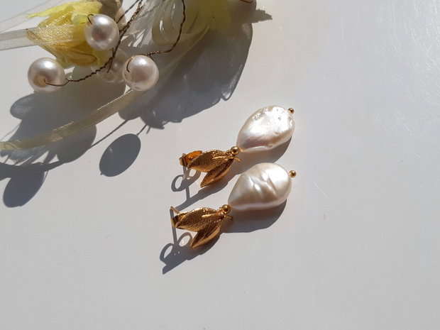 Cercei perle white freshwater