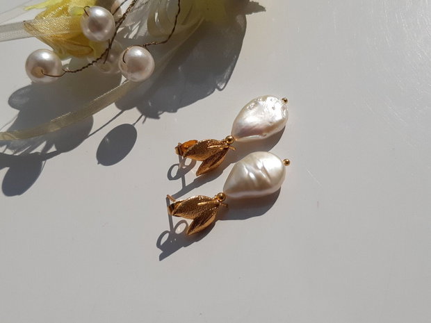 Cercei perle white freshwater