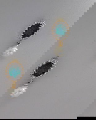 CERCEI   CRISTAL BOHEMIA , PERLA ,  PLACATI  CU AUR, SUPERBI