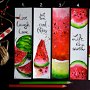 Semne de Carte - Pepene Rosu, Fructe, Carti, Pictura in Acuarela, Cadou Original, Carte - Nature & Colors Collection