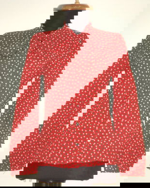 Bluza stil camasa, din bumbac, cu buline si esarfa