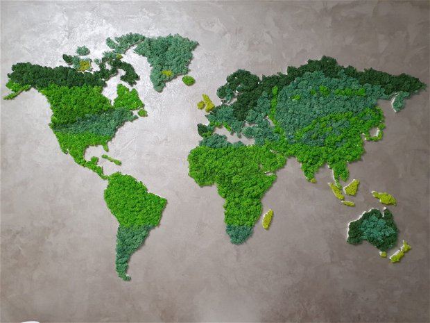 Harta lumii decupata laser pentru tablou licheni decorativi