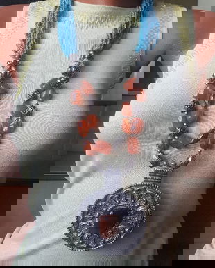 OPULENT COLIER VINTAGE XXXL ALAMA ARGINTATA,CARNEOL,TURCOISE