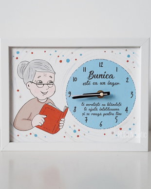 Ceas pentru bunica pictat manual personalizat cu mesaj