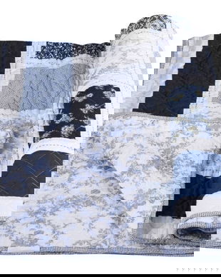 Pled albastru din bumbac cu model deosebit