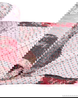 Pled rosu din bumbac cu model deosebit