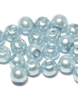 Perle din sticla, 6 mm, bleu