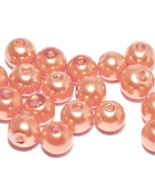 Perle din sticla, 6 mm, somon