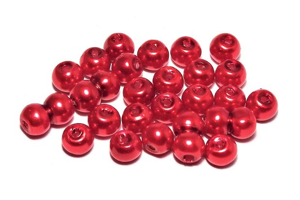 Perle din sticla, 6 mm, rosii